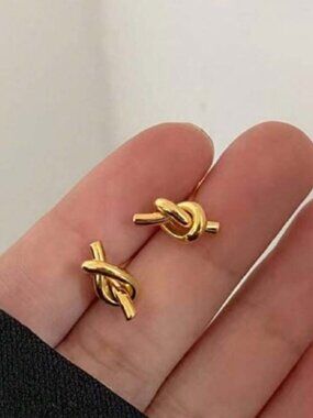 Gold Plated Stainless Steel Knot Stud Earrings